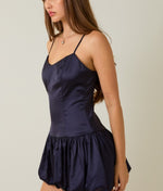 Hannah Navy Bubble Hem Mini Dress