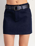 Buckle up denim mini skirt- navy blue