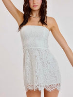 Black Lace Strapless Mini Dress black-red white