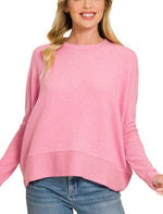 Oversized Dolman Sleeve Soft Sweater mocha-pink-red