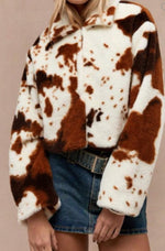 🐄 1️⃣ Cow Print Cropped Jacket