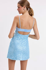 Light Blue Sequin Mini Dress