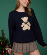Teddy Bear Knit Sweater – Navy