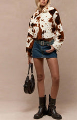 🐄 1️⃣ Cow Print Cropped Jacket