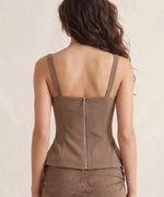 Caramel Lace Trim Structured Corset Top