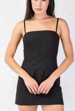 Black tailored tube Mini Dress with front pockets