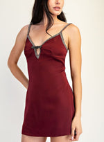 ✨ Ruby  velvet-Bow-Trim Mini Dress