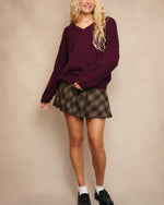 Beatrice Maroon V-Neck Sweater