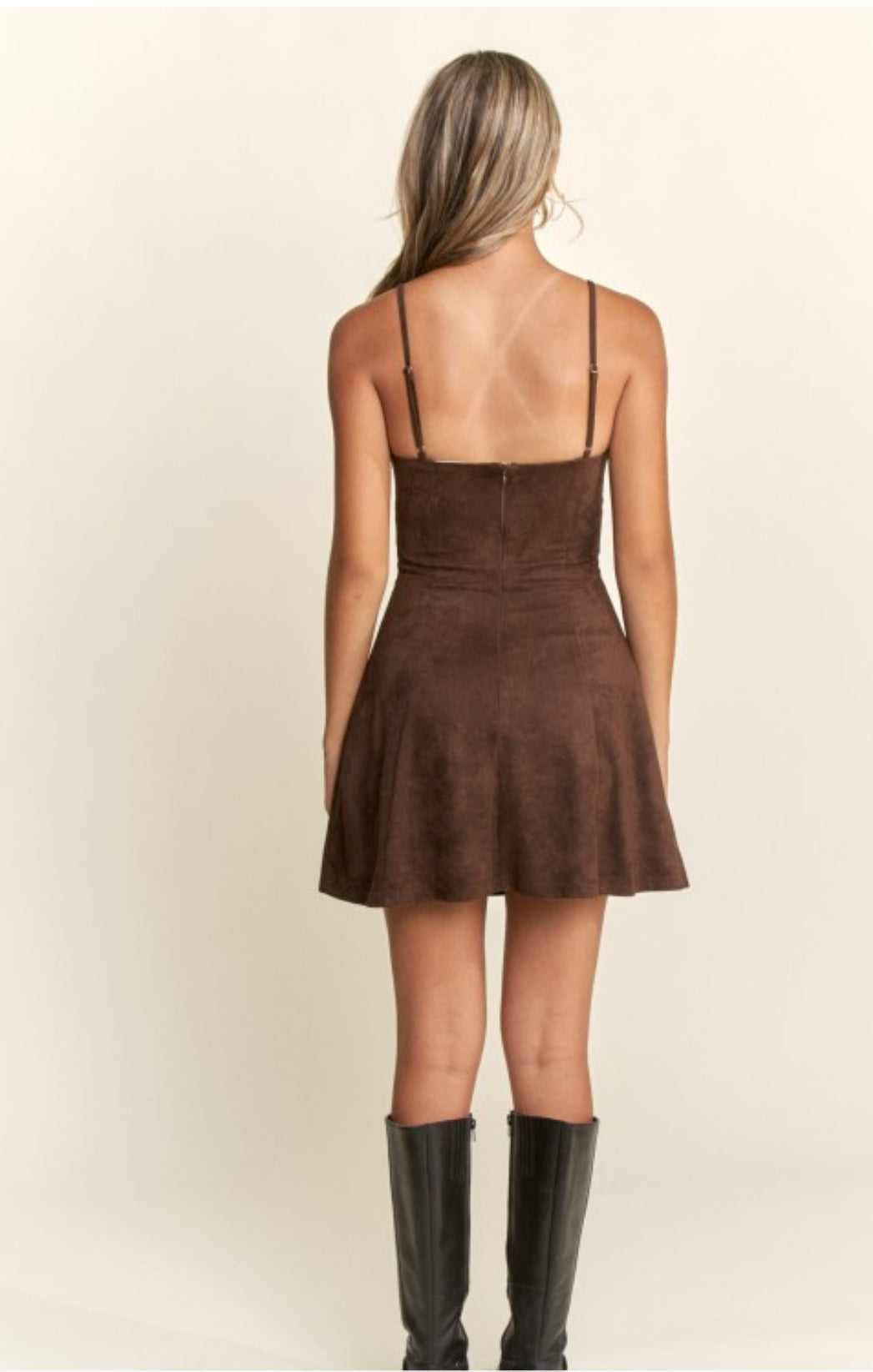 Shakira Suede Floral Stud Mini Dress🤎brown