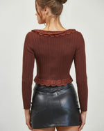 Cocoa Ruffle Lace Trim Knit sweaterTop