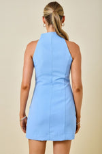 Light Blue High Neck Mini Dress