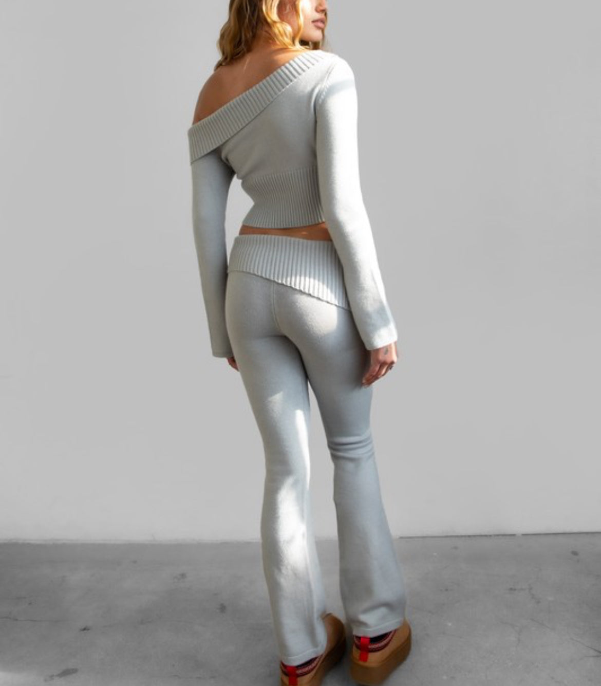 Jasmin two piece knit pant set sold separately- Light gray
