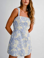 Blue Floral Mini Dress with Built-In Shorts