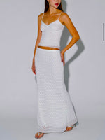 White Textured Two Piece Maxi Skirt Set, sold separately