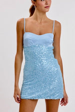 Light Blue Sequin Mini Dress