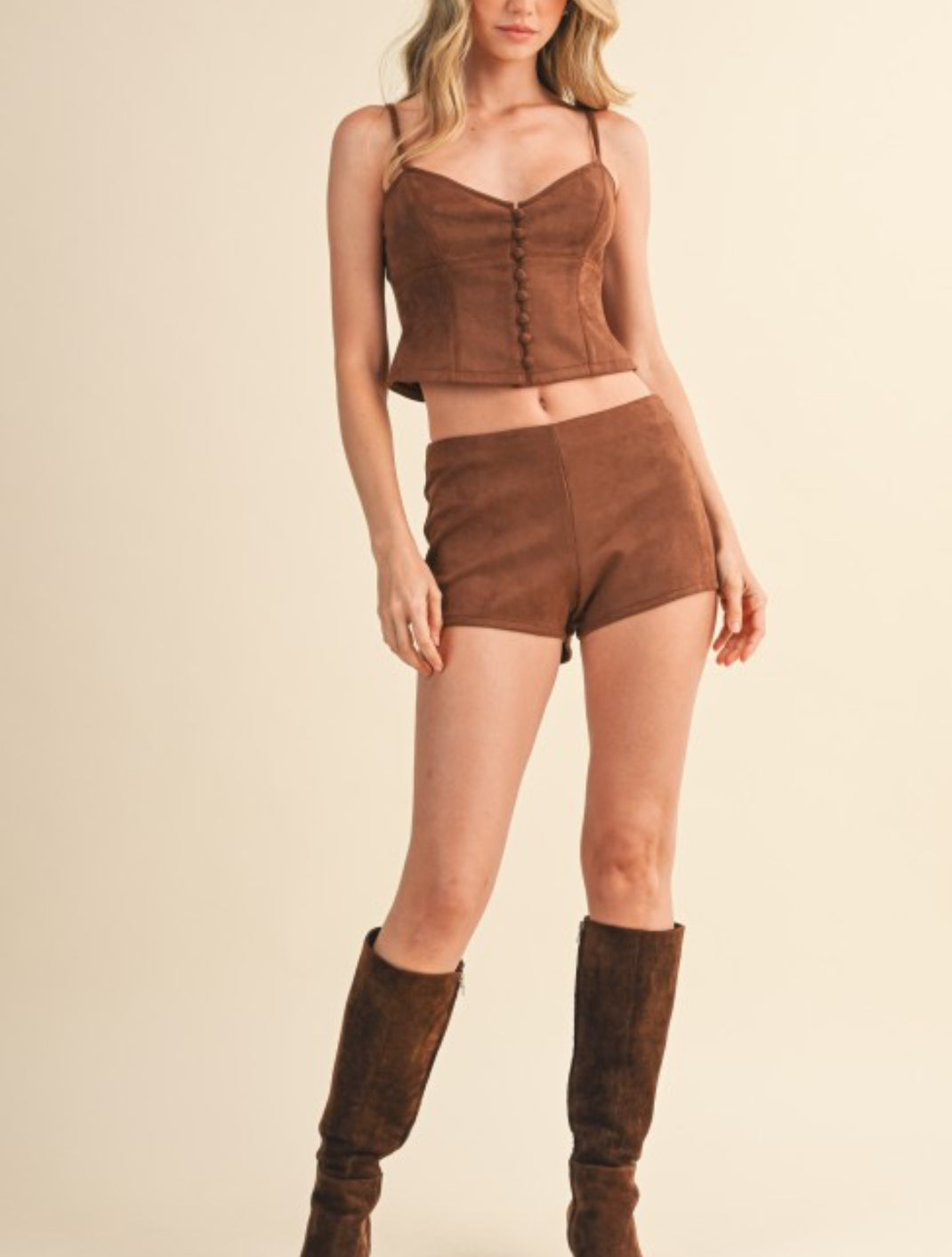 Mary Suede Shorts Set