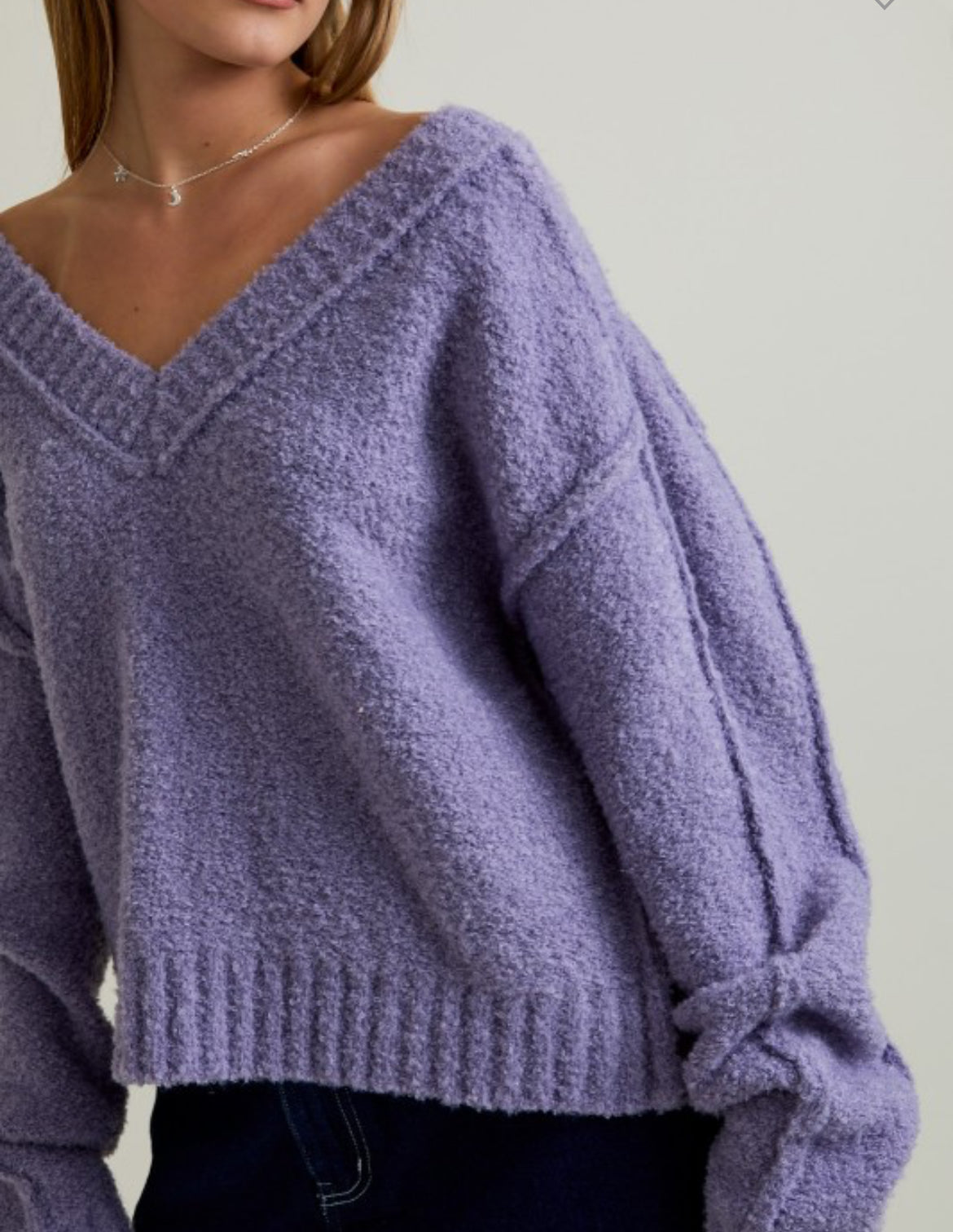 Madeline Fuzzy V-Neck Sweater