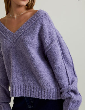 Madeline Fuzzy V-Neck Sweater