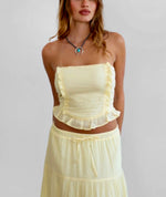 Butter Yellow Skirt Set – Ruffle Top & Tiered Maxi Skirt (Sold Separately)