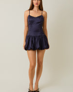 Hannah Navy Bubble Hem Mini Dress