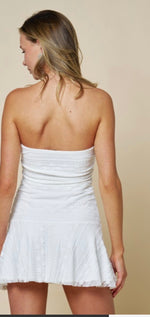 Strapless Ruched lacey Mini Dress - Black & White