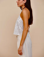 White Sequin Halter Top