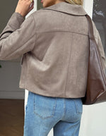 Jasmin Taupe Faux Suede Cropped Jacket