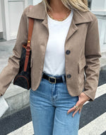 Jasmin Taupe Faux Suede Cropped Jacket