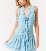 Skyfall Ruffle Halter Mini Dress