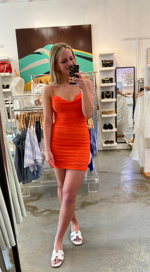 Lovely open back bar style dress - orange
