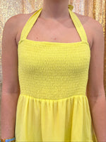 Yellow teared sundress  with smocked front