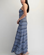 Blue Stripe Halter Maxi Dress