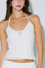 White Lace Open Back Halter Top