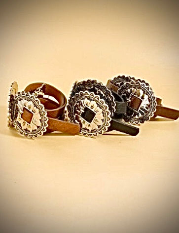 Western Concho Leather Ring belt