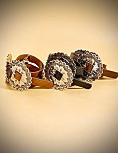 Western Concho Leather Ring belt