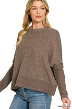 Oversized Dolman Sleeve Soft Sweater mocha-pink-red