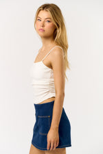 Terra side ruched tank top- white
