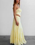 Butter Yellow Skirt Set – Ruffle Top & Tiered Maxi Skirt (Sold Separately)