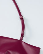 Burgundy Slick Leather Mini Dress