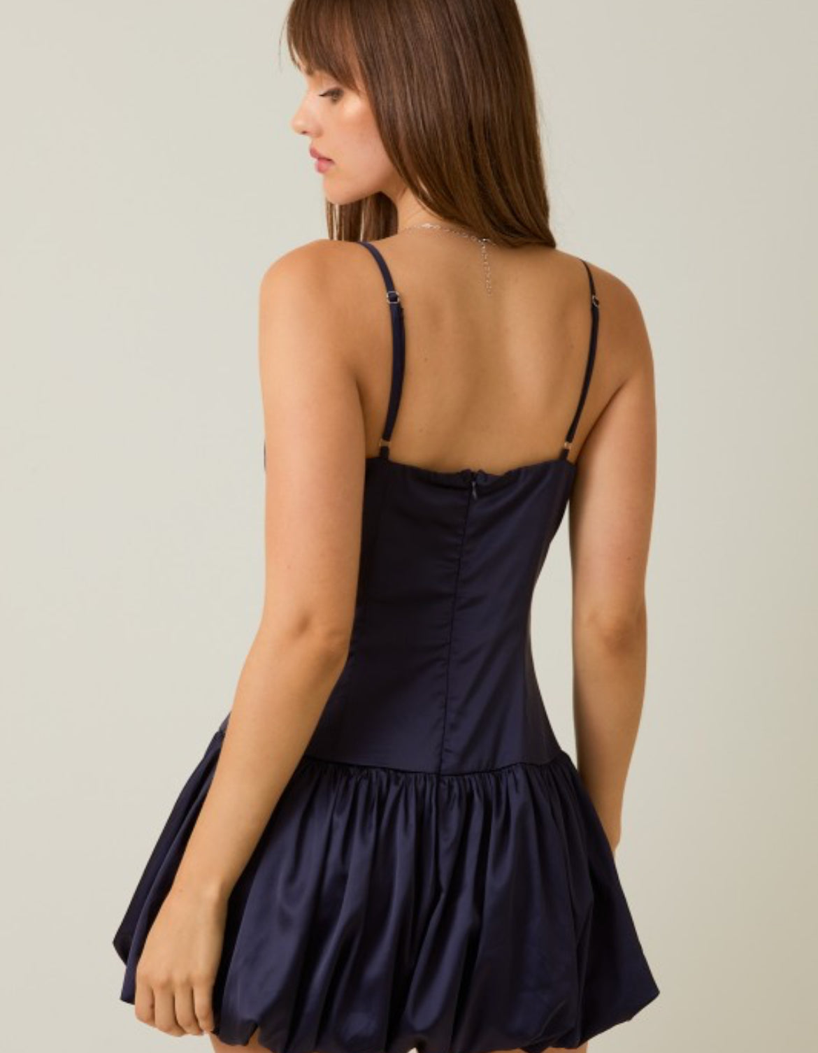 Hannah Navy Bubble Hem Mini Dress