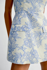 Blue Floral Mini Dress with Built-In Shorts