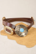 Western Concho vegan Leather Ring belt