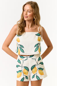 . Lemon Print Summer Set (Top + Shorts)