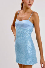 Light Blue Sequin Mini Dress