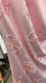 Pink Beaded Floral Cowl Back Mini Dress