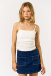Terra side ruched tank top- white