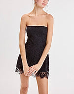Black Lace Strapless Mini Dress black-red white