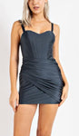 Sculpted Corset Ruched Mini Dress – grey