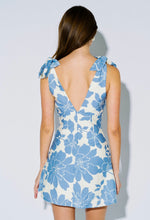 Blue Floral Bow-Shoulder Mini Dress