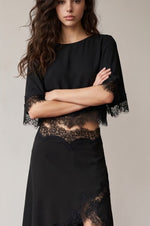 Black Lace Trim Cape Top